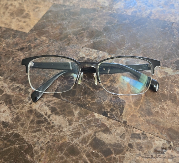 VTG Prada Half Rim Black Tortoise Metal Wayfarer Glasses VPR 50P 1BO53 19 145 - Picture 1 of 1